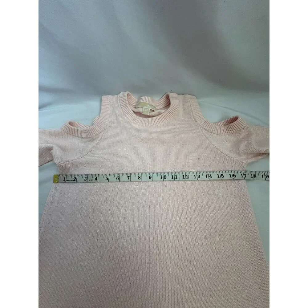 Michael Kors Blush Pink Knit Sweater Cold Shoulder Size S Barbiecore Classy